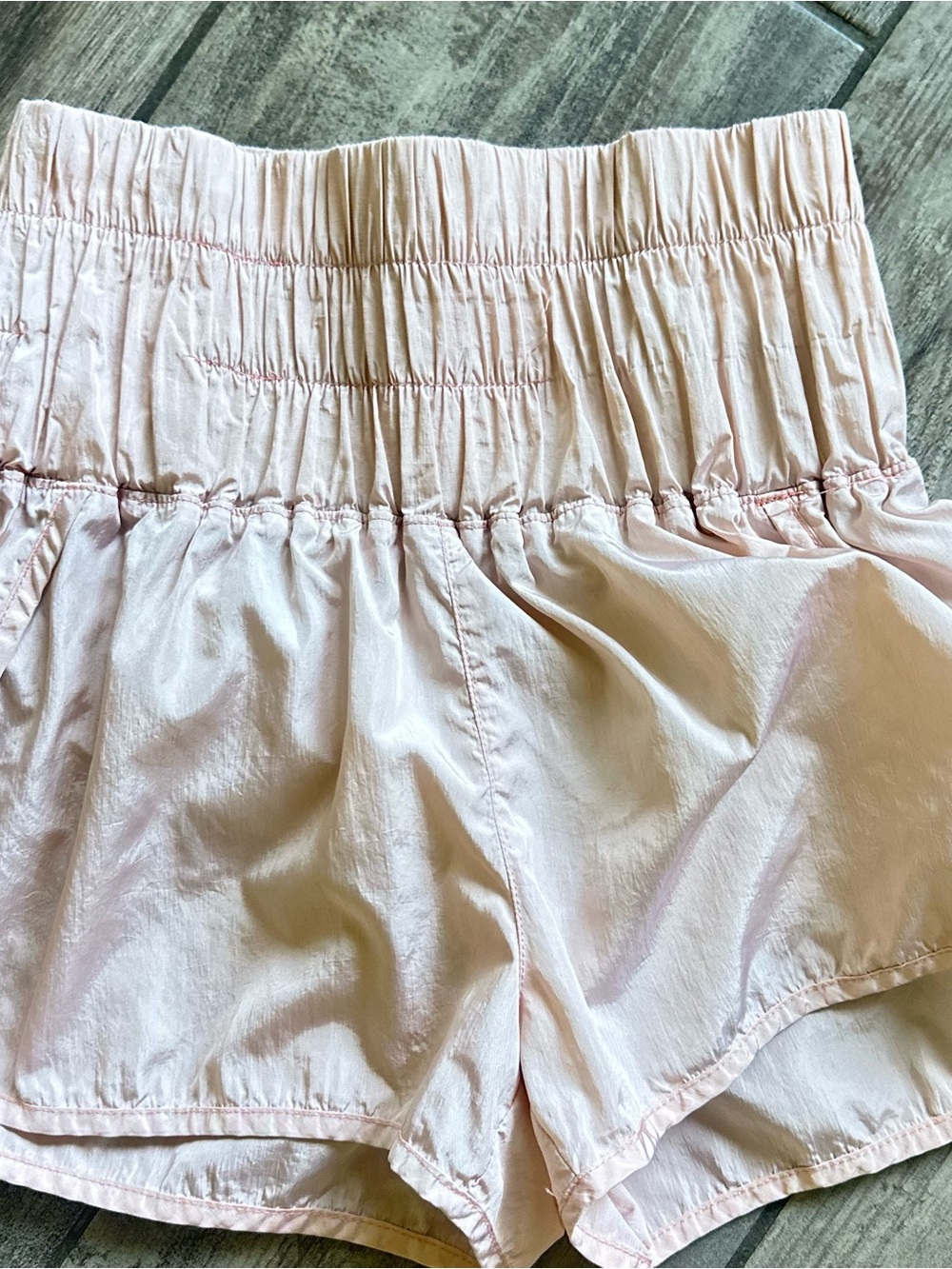 Free People Pale Pink High-Waist Elastic Waistband Shorts